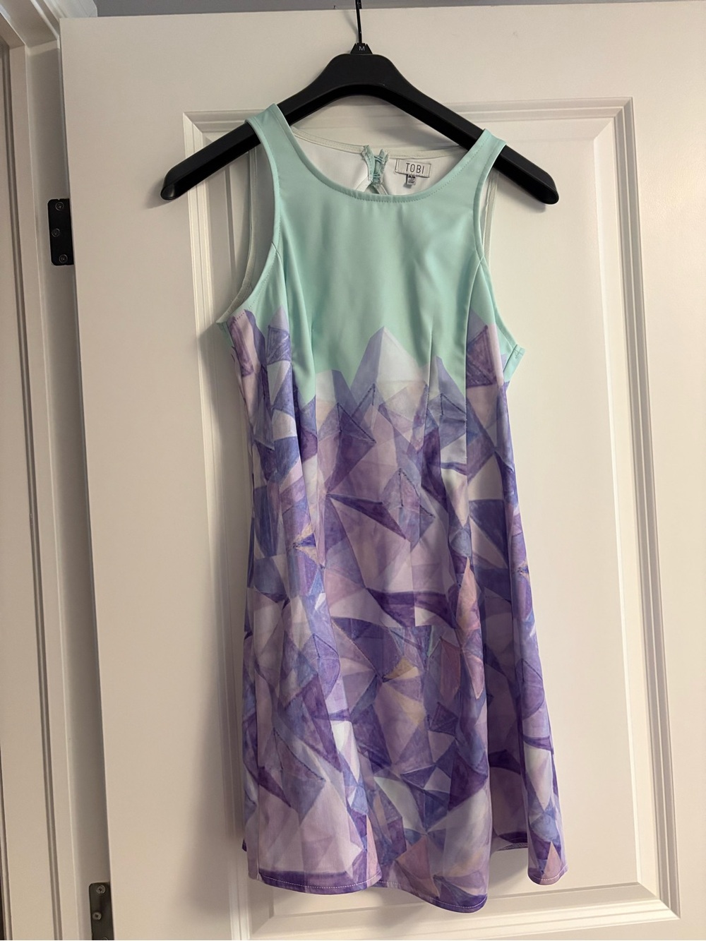 TOBI Mint & Purple Geometric Fit-and-Flare mini Dress